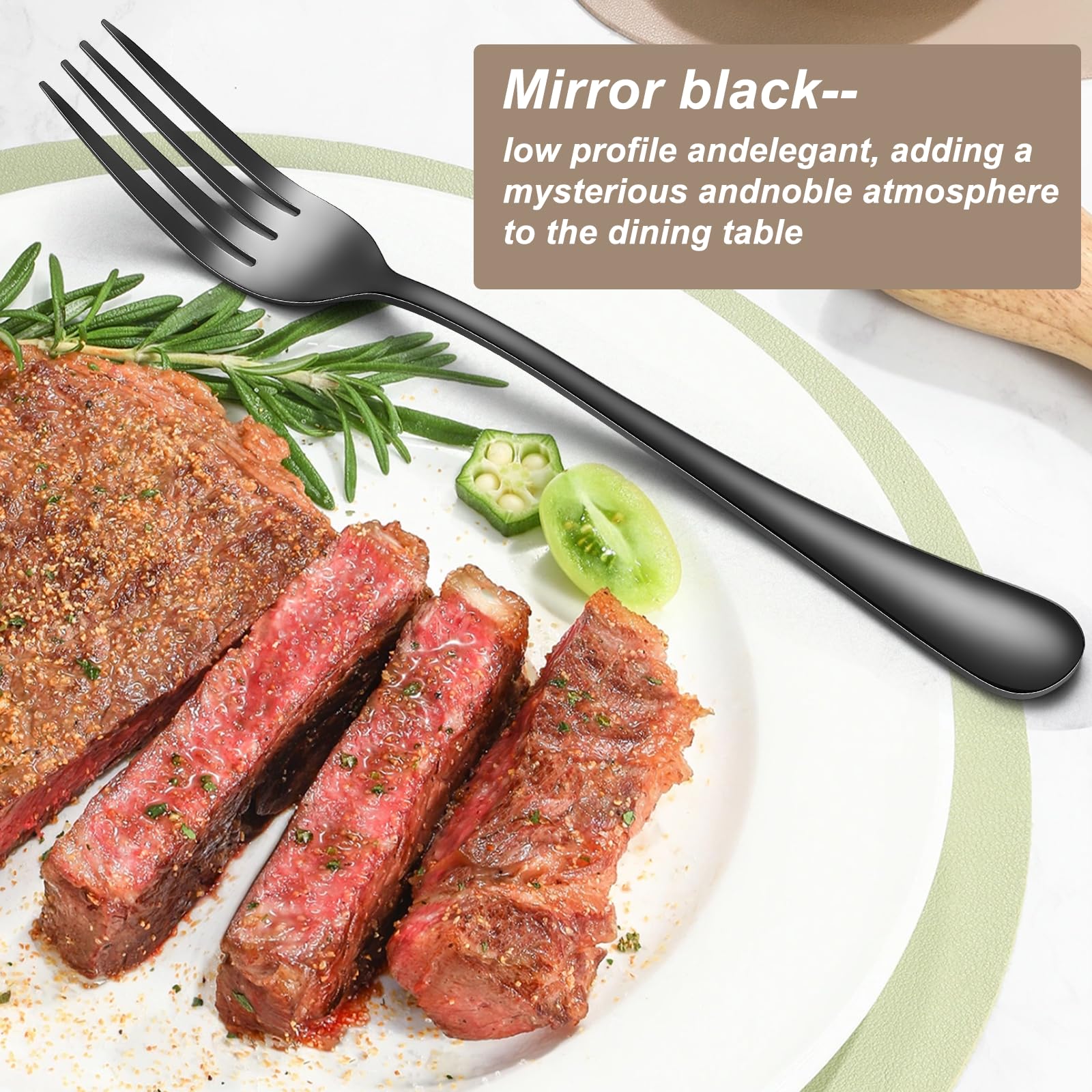 Black forks Food-Grade stainless steel dinner forks 24pcs Dishwasher Safe kitchen forks metal 8inch silverware (8inch dinner forks set (24 Piece)) — Amazon image 5
