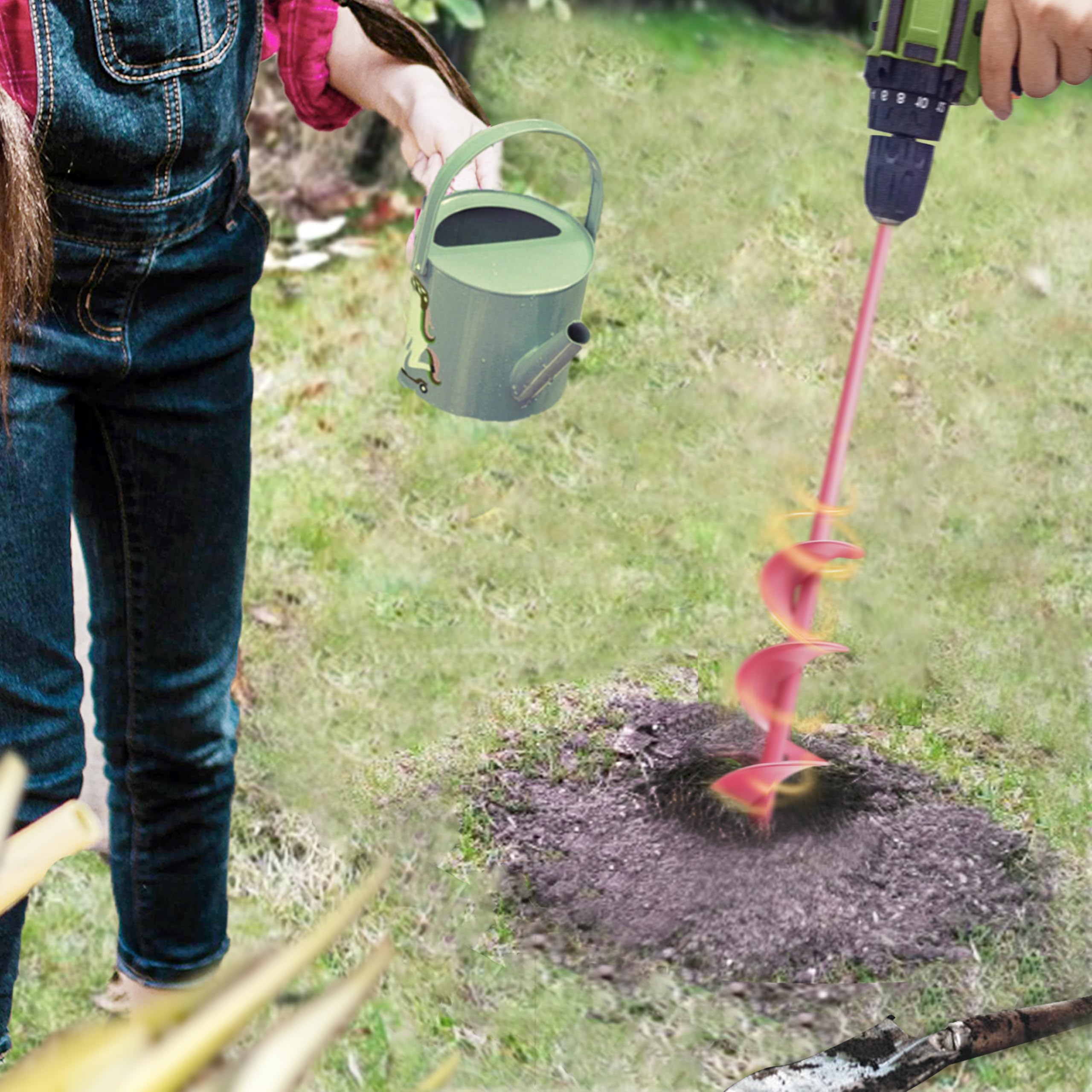 Punta elicoidale per trapano da giardino 4 x 42 cm, trivella per trapano – Punta per trapano a batteria per piante rosa – Strumento per scavare per piante