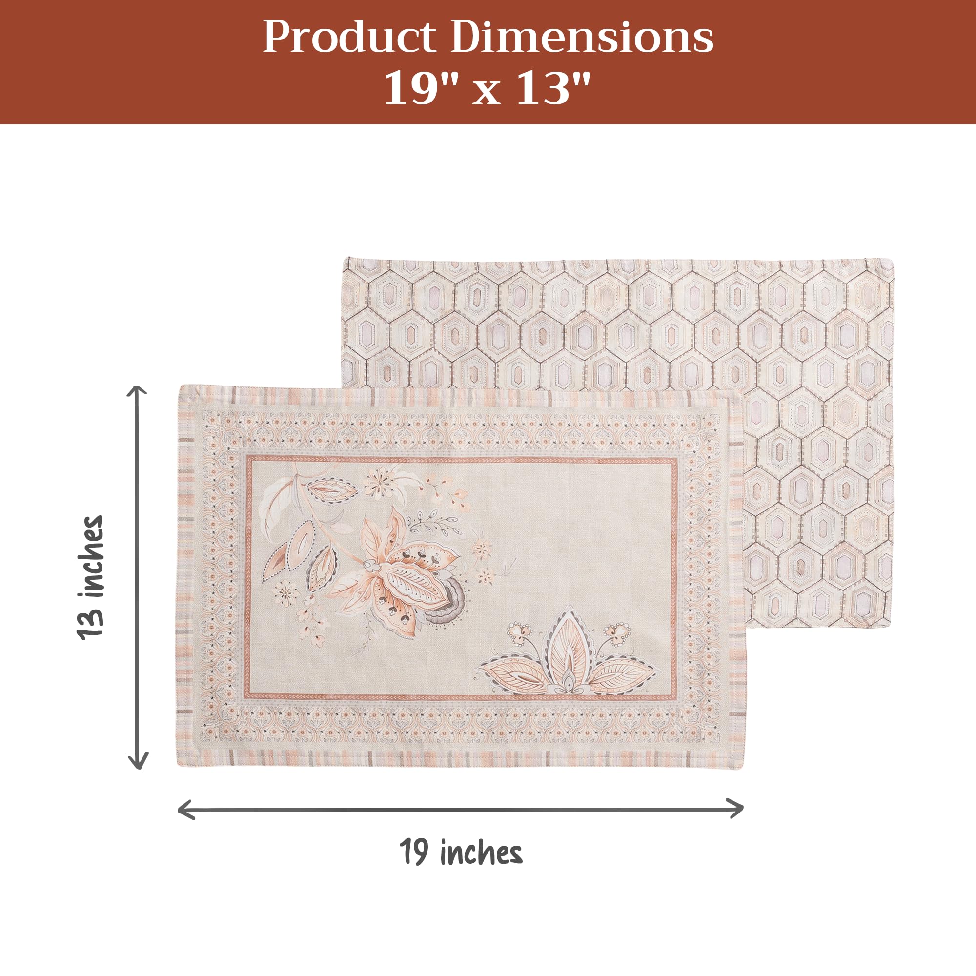 Maison d' Hermine Platzsets, 100 % gekämmte Baumwolle, Premium-Set, 4 Stück, dekoratives waschbares Stoff-Platzset, Esszimmer, Buffet-Partys und Camping – Society Florals (33 x 48,3 cm)