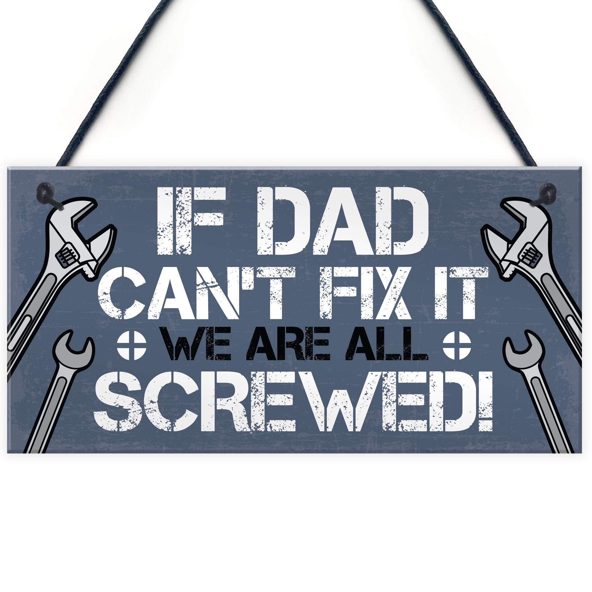 RED OCEAN Dad Fix It Screwed Man Cave Garage Shed Plaque Funny Dad Birthday Sign