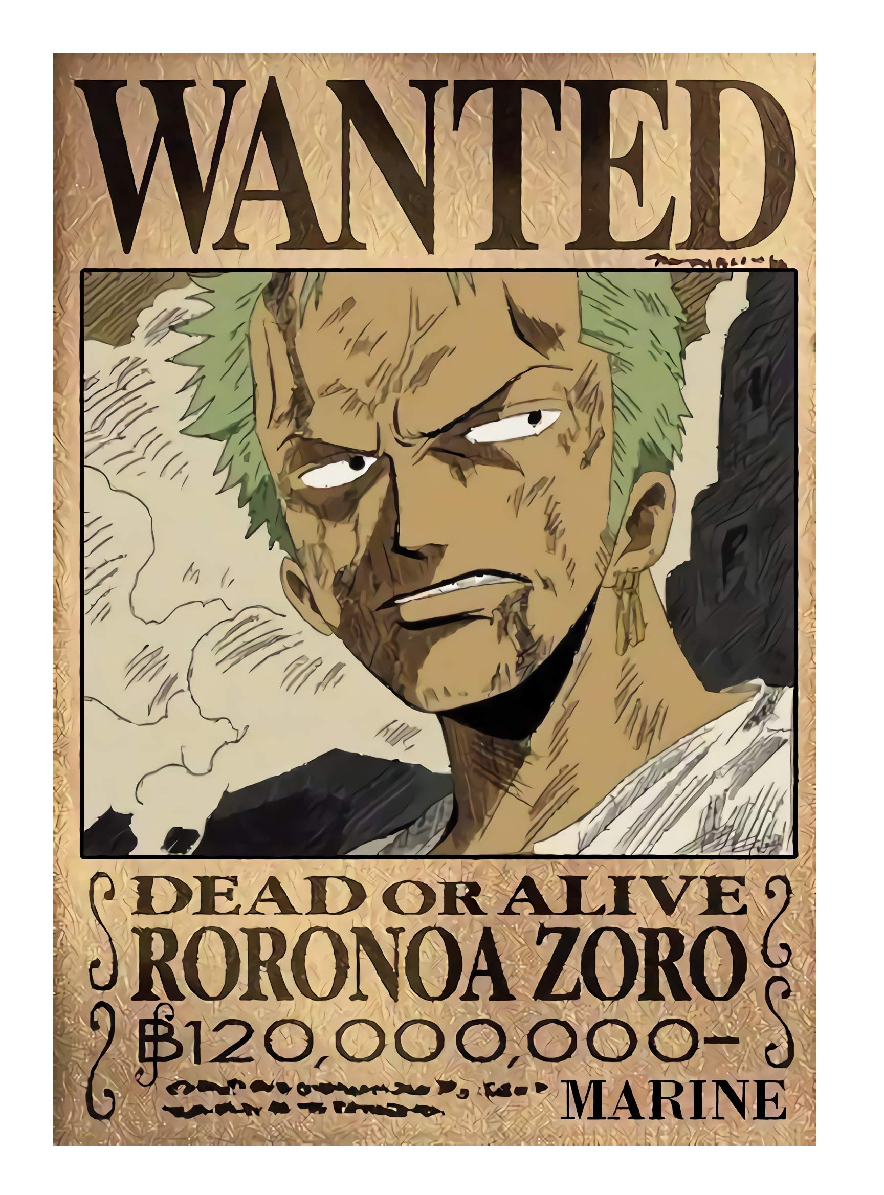 teadlon One Piece Roronoa Zoro Wanted Metal Posters Japan Anime