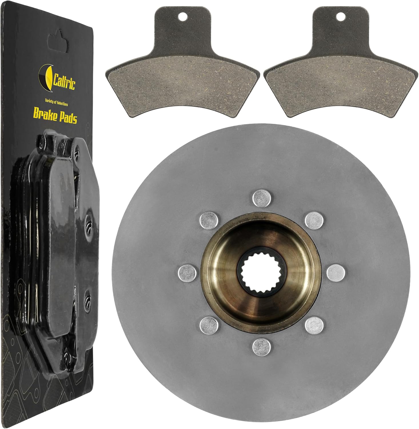 Caltric Rear Brake Disc Rotor with Brake Pads Compatible with Polaris Sportsman 335 1999 2000