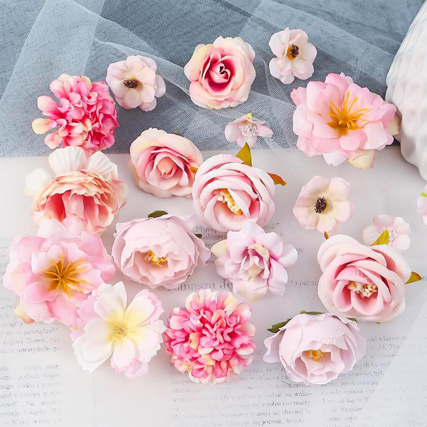 40 Fiori Artificiali Di Seta Per Decorazioni – Teste Di Fiori Miste (margherite E Rose) Piccole (2-5 Cm) Per Torte, Bouquet Da Sposa, Pannelli Fai Da Te - 3