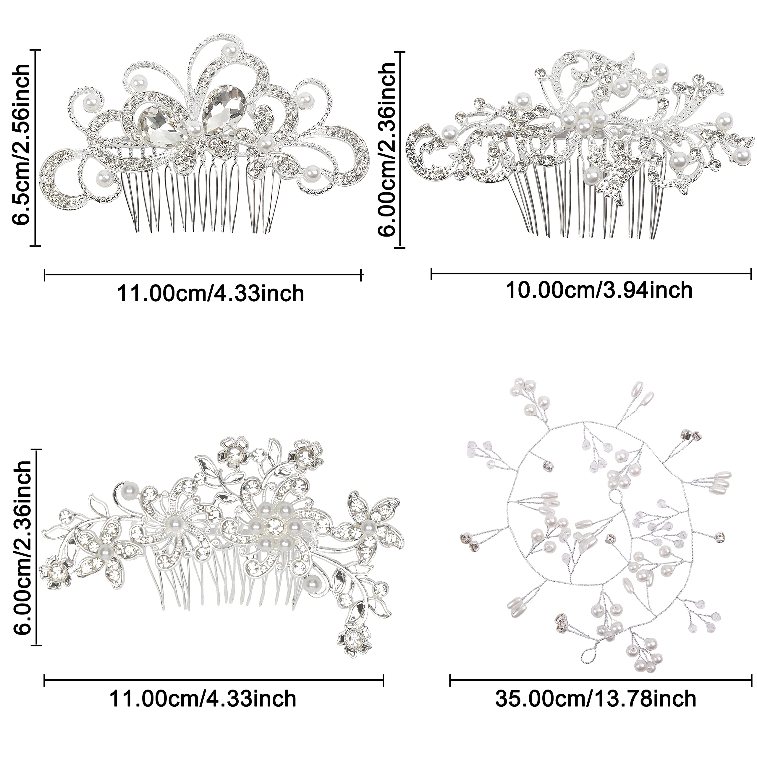 50 pezzi pettine per capelli da sposa, accessori per capelli da sposa, pettine laterale per capelli a forma di U con perle di strass per capelli per spose e damigelle d'onore