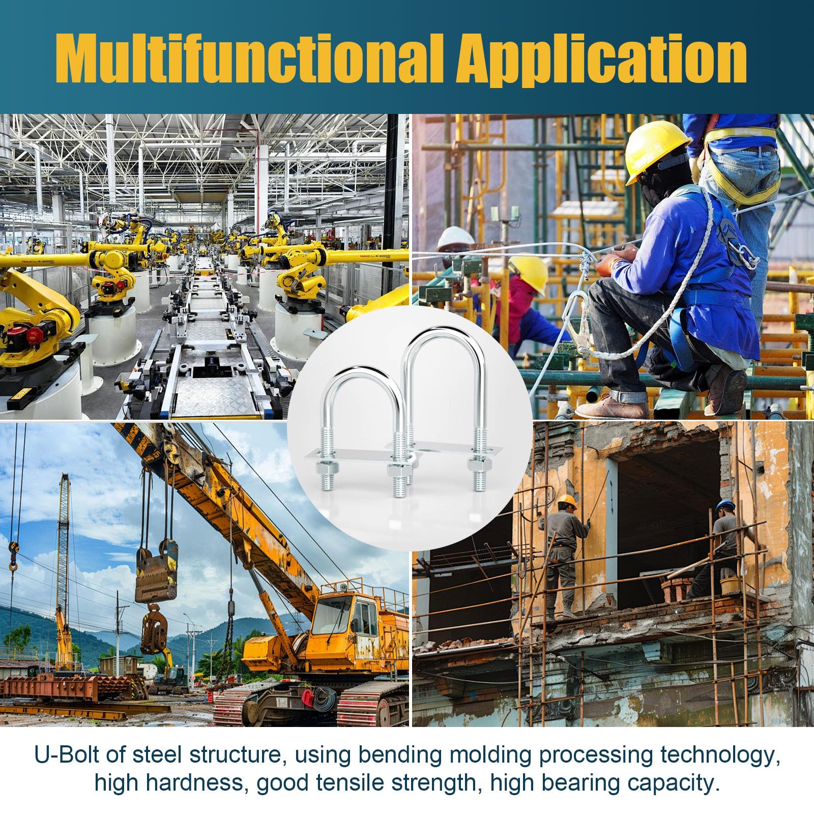 Heavy Duty U-Bolts - Galvanized Steel for Boats & Trailers -5 Heavy Duty U-Bolts - Galvanized Steel for Boats & Trailers -5
