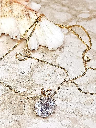 Miniatura 6 de 18k SOLID Gold LUXURY WOMENS DAY gift for her 8mm Diamond Necklace Pendant 1.5 carat SOLITAIRE DIAMOND Floating Diamond Necklace Yellow gold