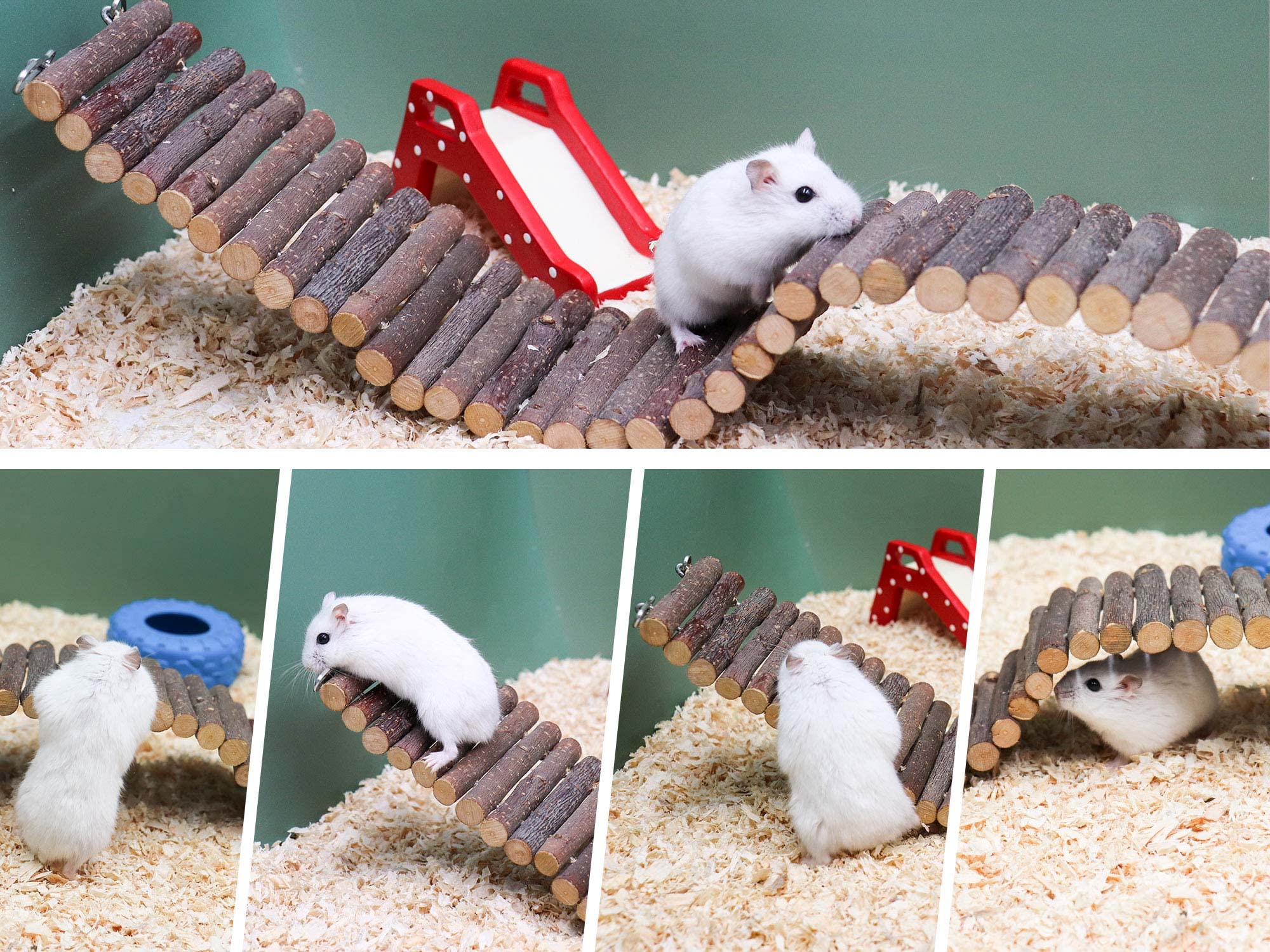 Puente de escalera de rata, juguete de escalera de madera para hámster, accesorios de jaula de animales pequeños para pájaros, loros, hámster, rata, deslizador de azúcar, cangrejo ermitaño, chinchilla
