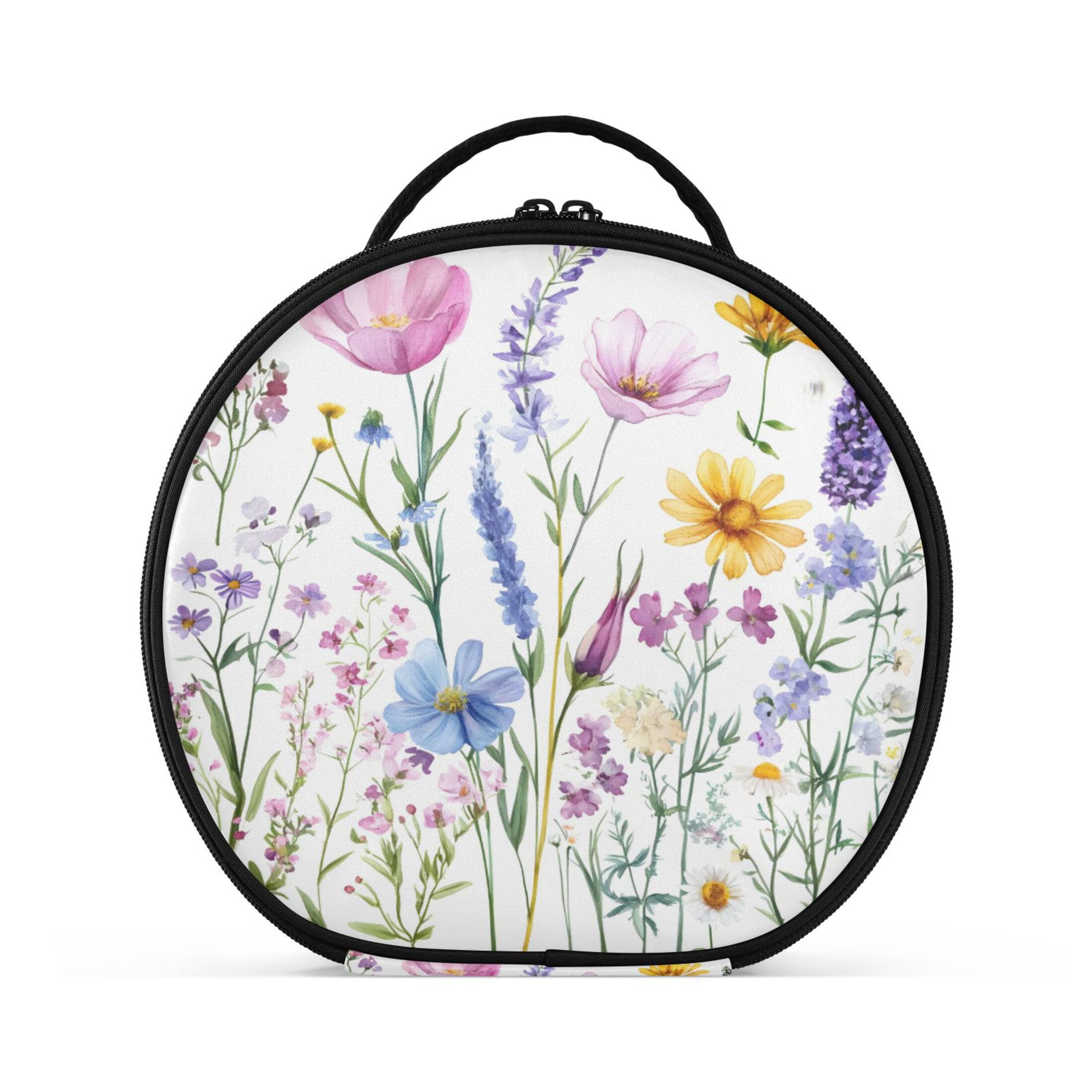 Takiito Watercolor Floral Travel Makeup Case Portable Makeup Box Artist Cosmetic Case Organizer With Adjustable Dividers