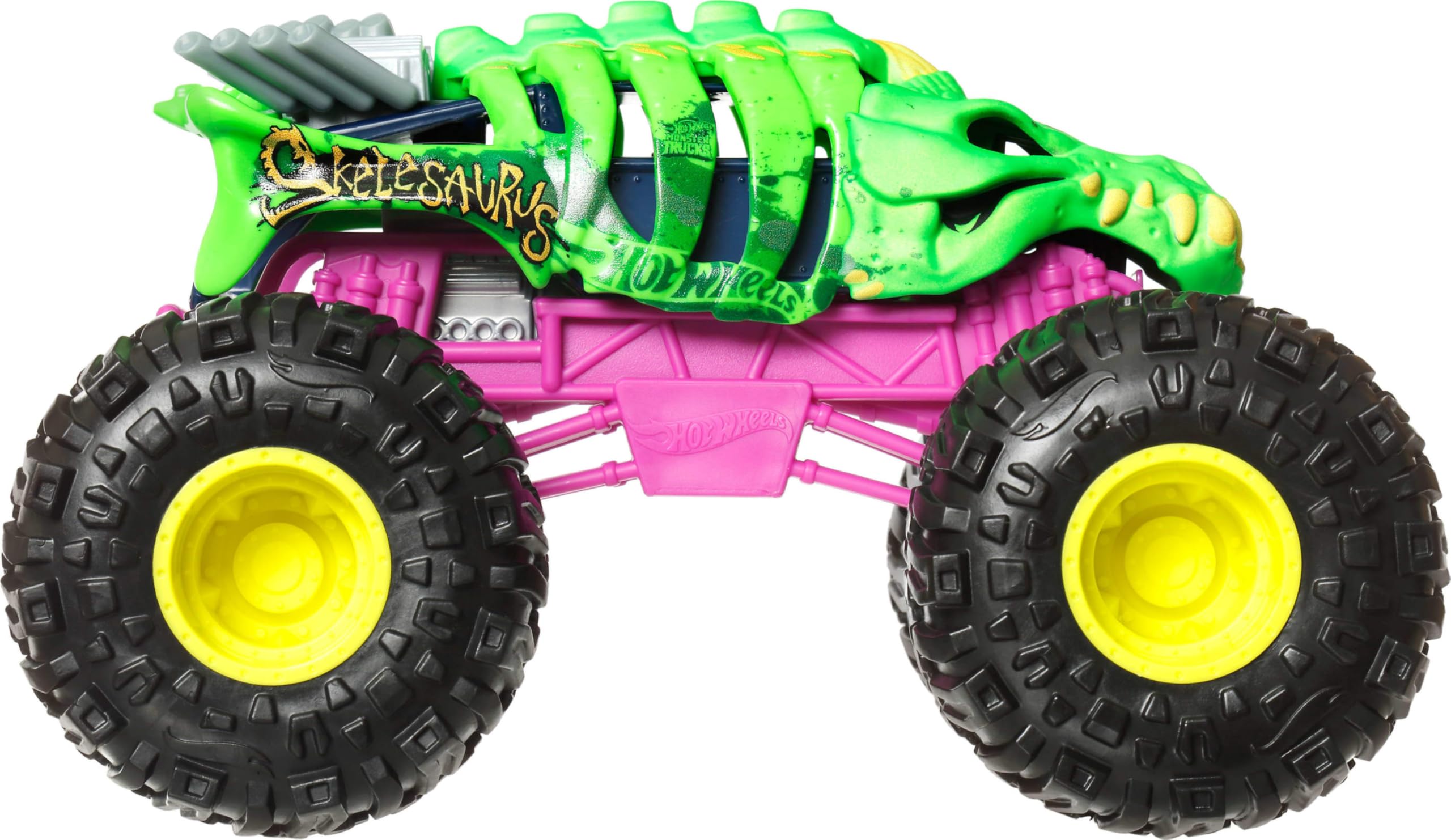 Hot Wheels Monster Trucks, Monster Truck di grandi dimensioni, scala 1:24, camion giocattolo pressofuso con ruote giganti e design alla moda