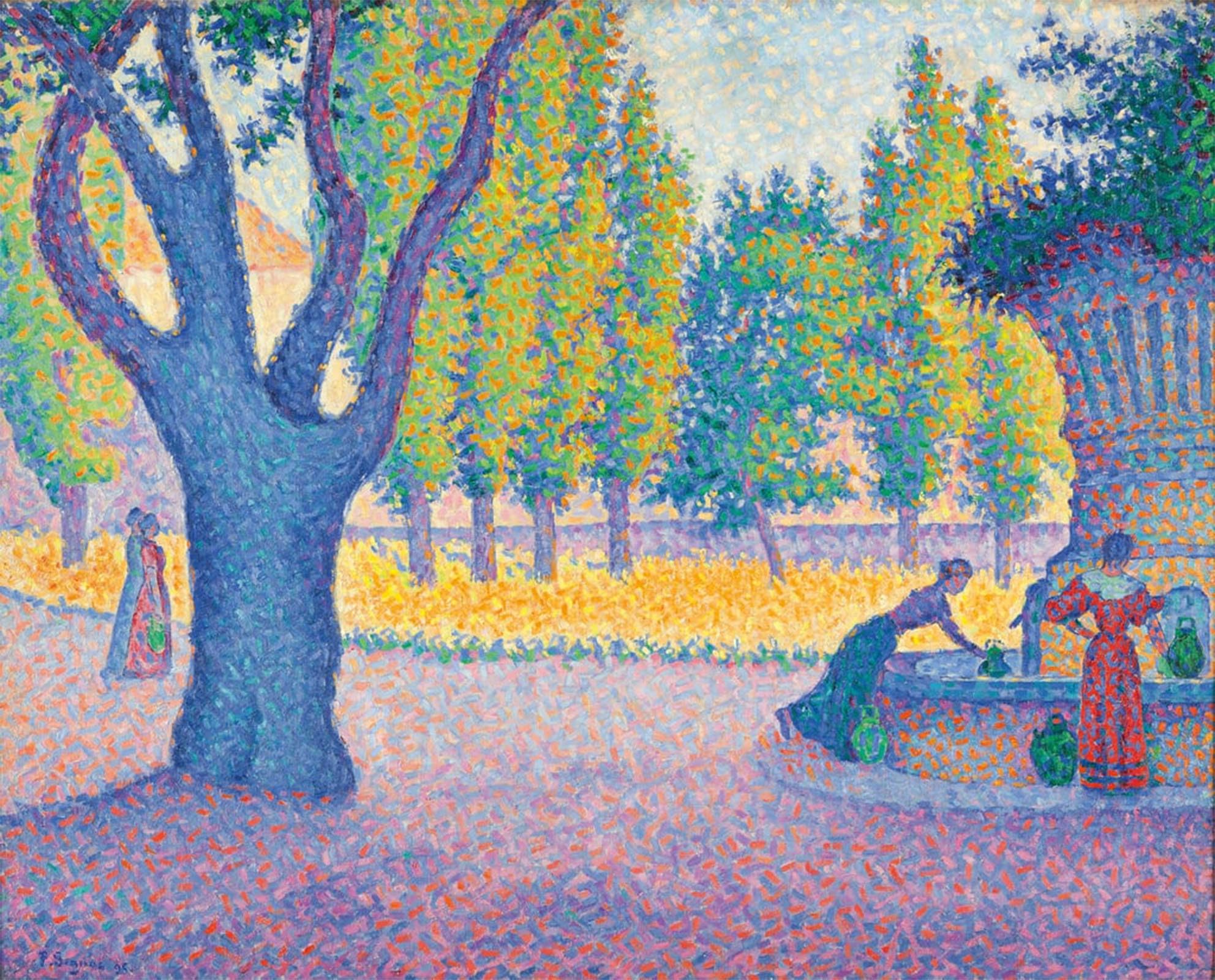 POSTERIIk Famous Print Pop Art Wall Art Graffiti Saint-tropez Fountain of the Lices by Paul Signac Art Prints for Home Decor 60x90cm