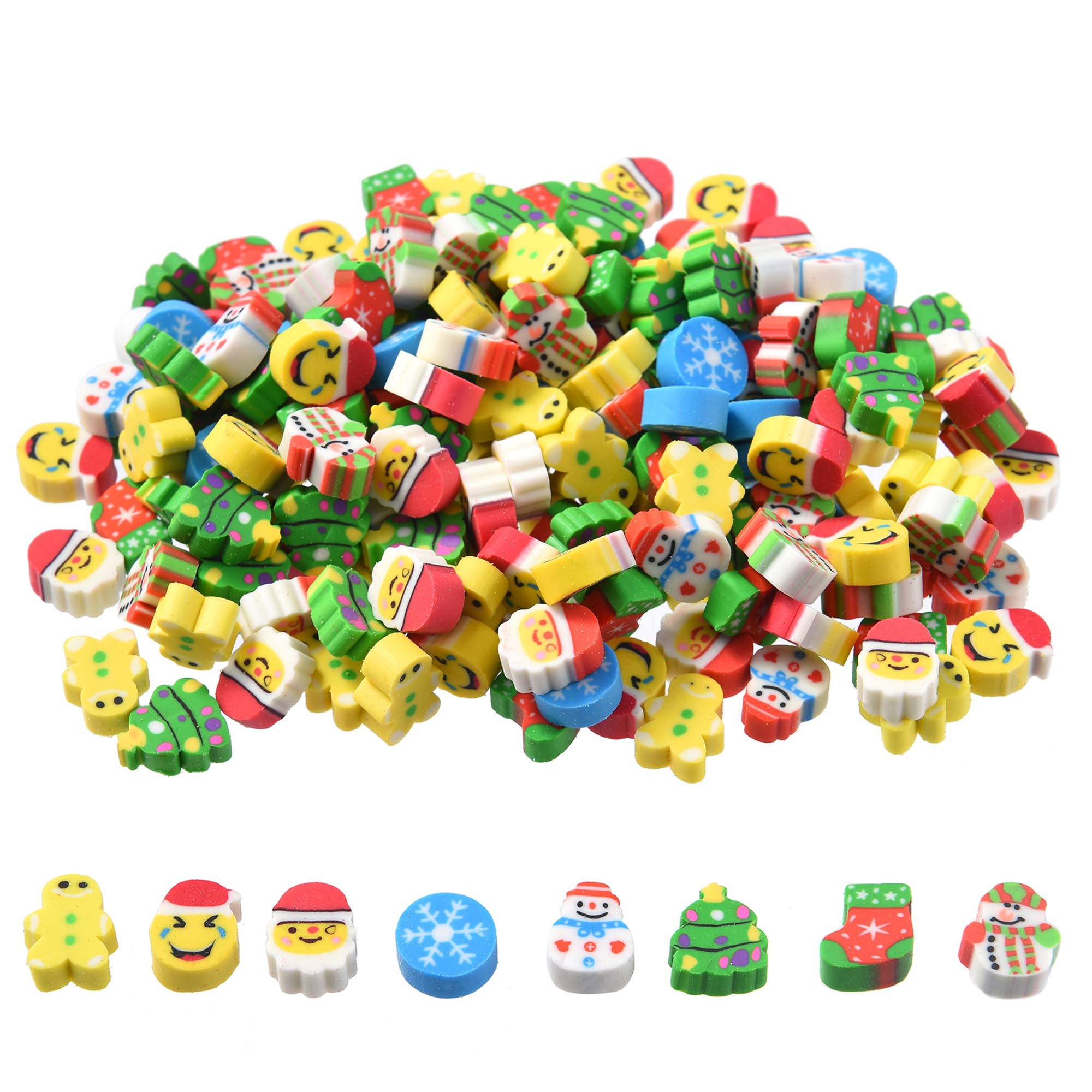 330Pcs Mini Christmas Erasers for Kids Bulk, Cute Small Santa Snowflakes Erasers for Stocking Stuffers Goodie Bags Stuffers Classroom Party Favors