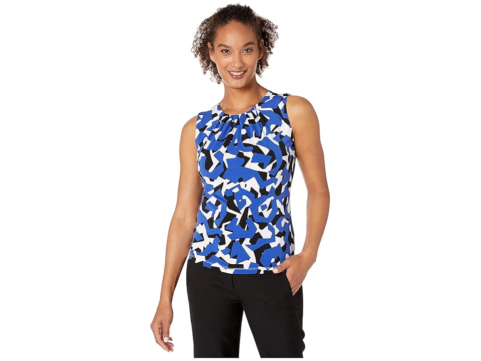 

Calvin Klein Pleat Neck Cami (Capri Multi) Women's Clothing, Blue