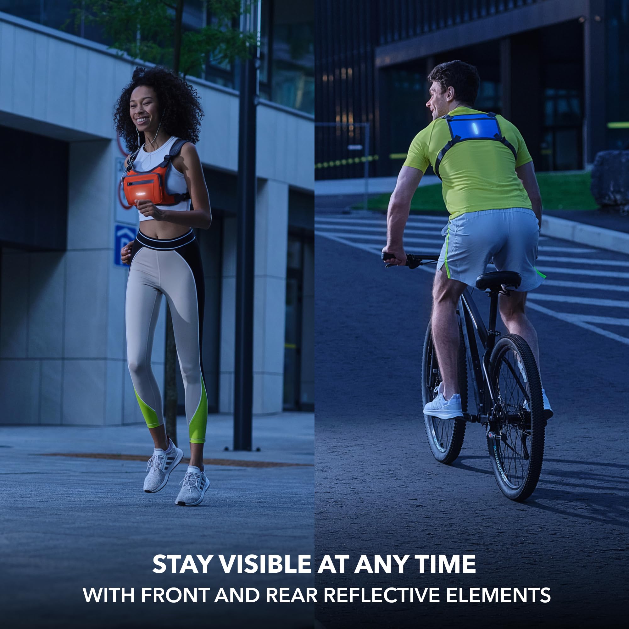 Trailoom Paquete de pecho para correr, chaleco reflectante, repelente al agua, soporte para teléfono, hombres y mujeres, bolsa de entrenamiento para corredores, ciclismo, bolsa EDC, portabebés