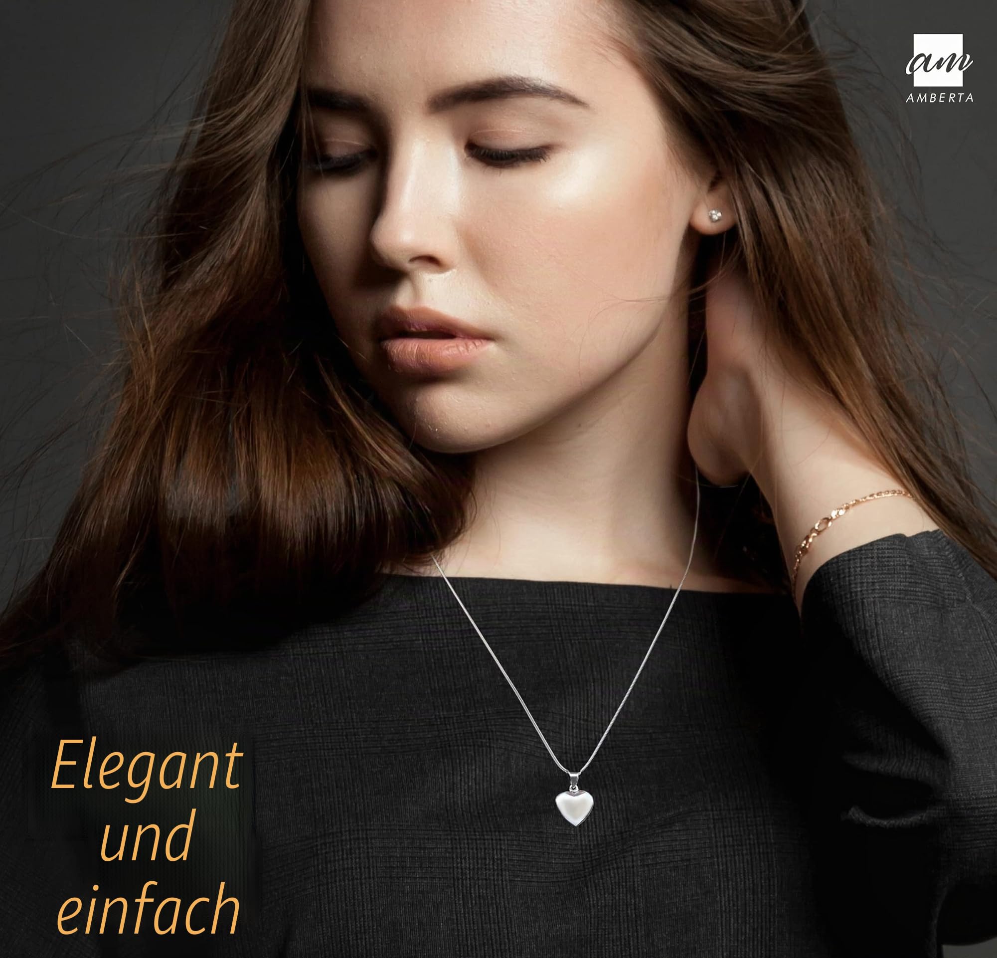Amberta Medaillon aus 925 Sterling Silber - Anhänger in verschiedenen Formen für Damen - für Fotos und Edelsteine, Sterling-Silber