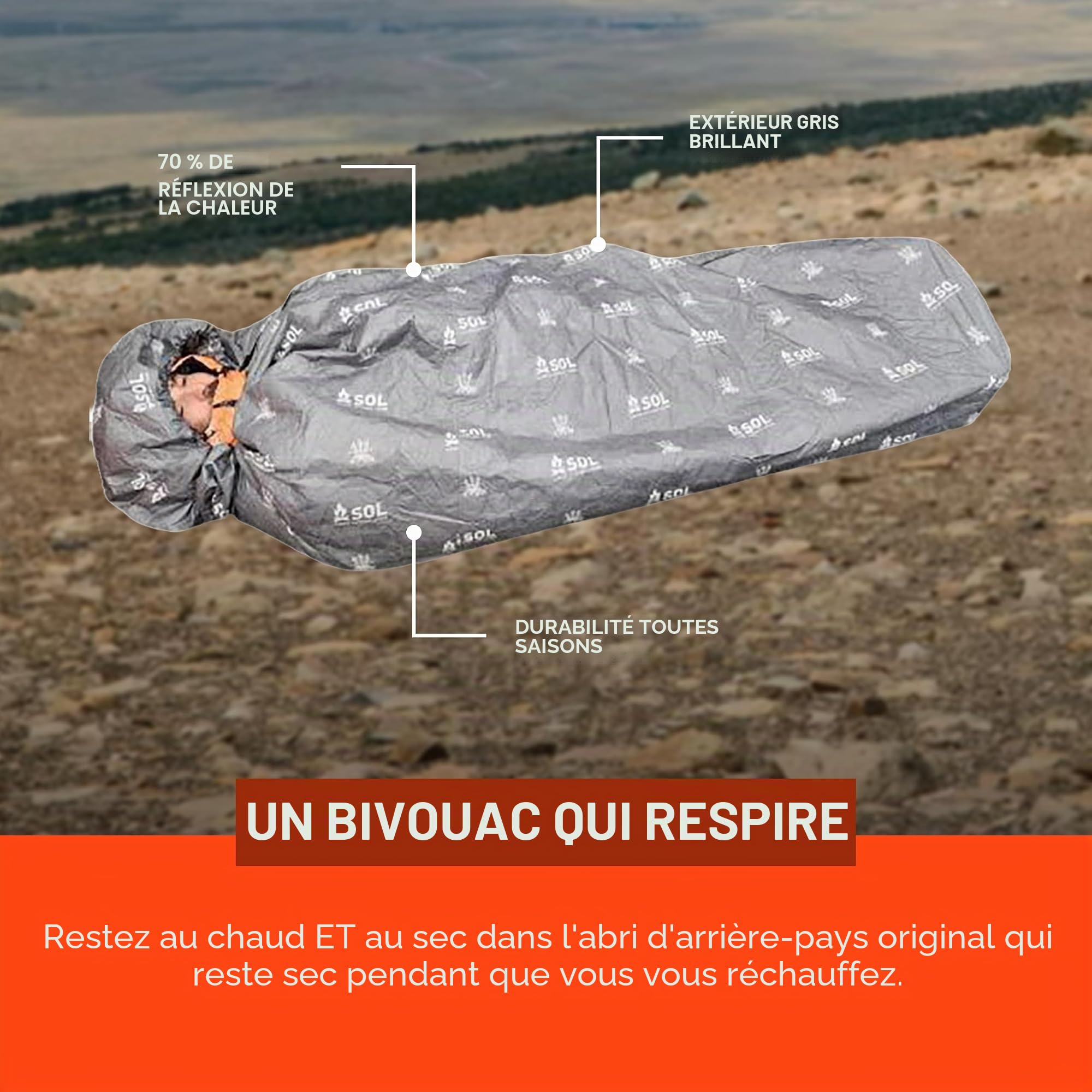 Sol Escape Bivouac XL avec Capuche Orange