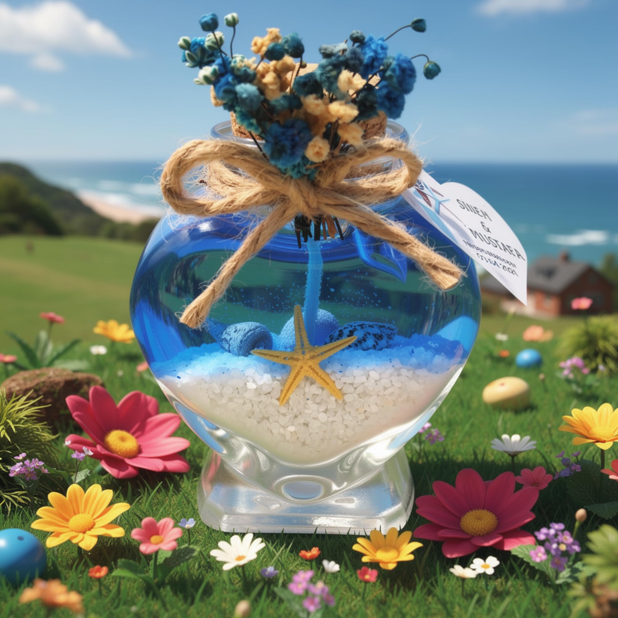 bomboniere matrimonio, bottigliette vetro Candele in un barattolo di profumate battesimo,vasetti vetro anni ragazzo, comunione, cresima,piccolo regalo (gel bianco sabbia blu, set da 20)