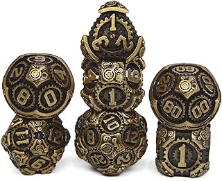 Metal DND Dice Set, Mechanical Gear Design DND Dice Set 7 Pieces Dungeons and Dragons Dice Set for Dungeons and Dragons Role Playing Game(RPG),MTG,Pathfinder,Table Game,Board Games