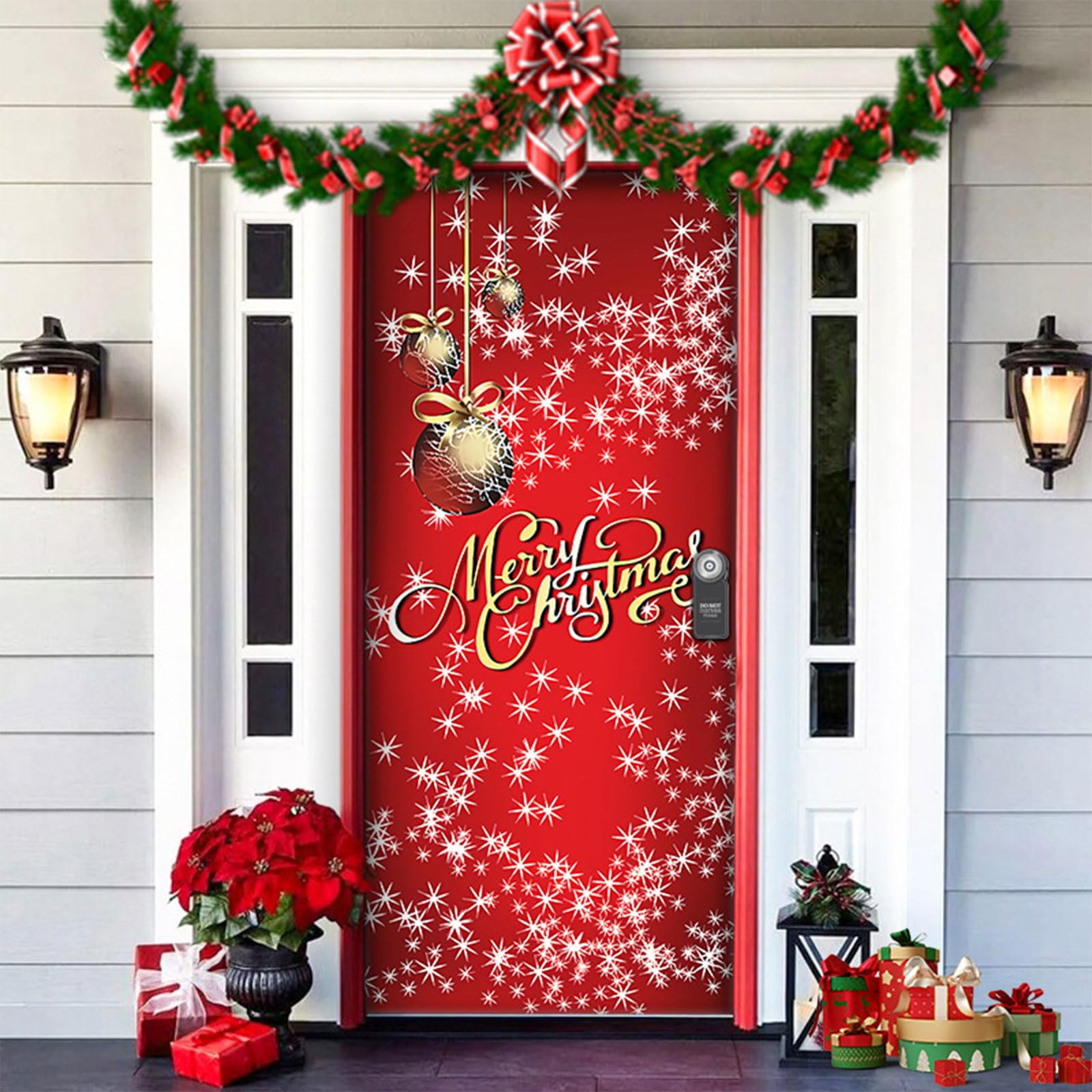Tsophreniq Festival Door Curtain with Fade Resistant Polyester Materials for Christmas and New Year Decors Christmas Door Cover Polyester Holiday Decors