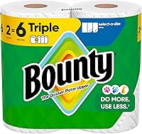 Bounty Select-A-Size Paper Towels, 2 Triple Rolls = 6 Regular Rolls, 2X More Absorbent Quicker Picker Upper