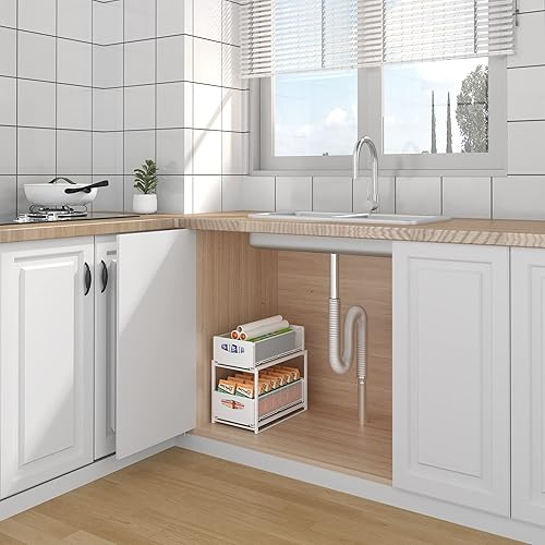 Miniatura 5 de 2 Pack Under Sink Pull Out Organizer, Stackable Cabinet Slide Out Storage Rack with Adjustable Sliding Wire Drawer -Home Organizer Gift Guide -
