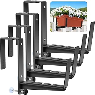 Window Box Brackets, Adjustable Planter Box Brackets, Heavy Duty Iron Fl...