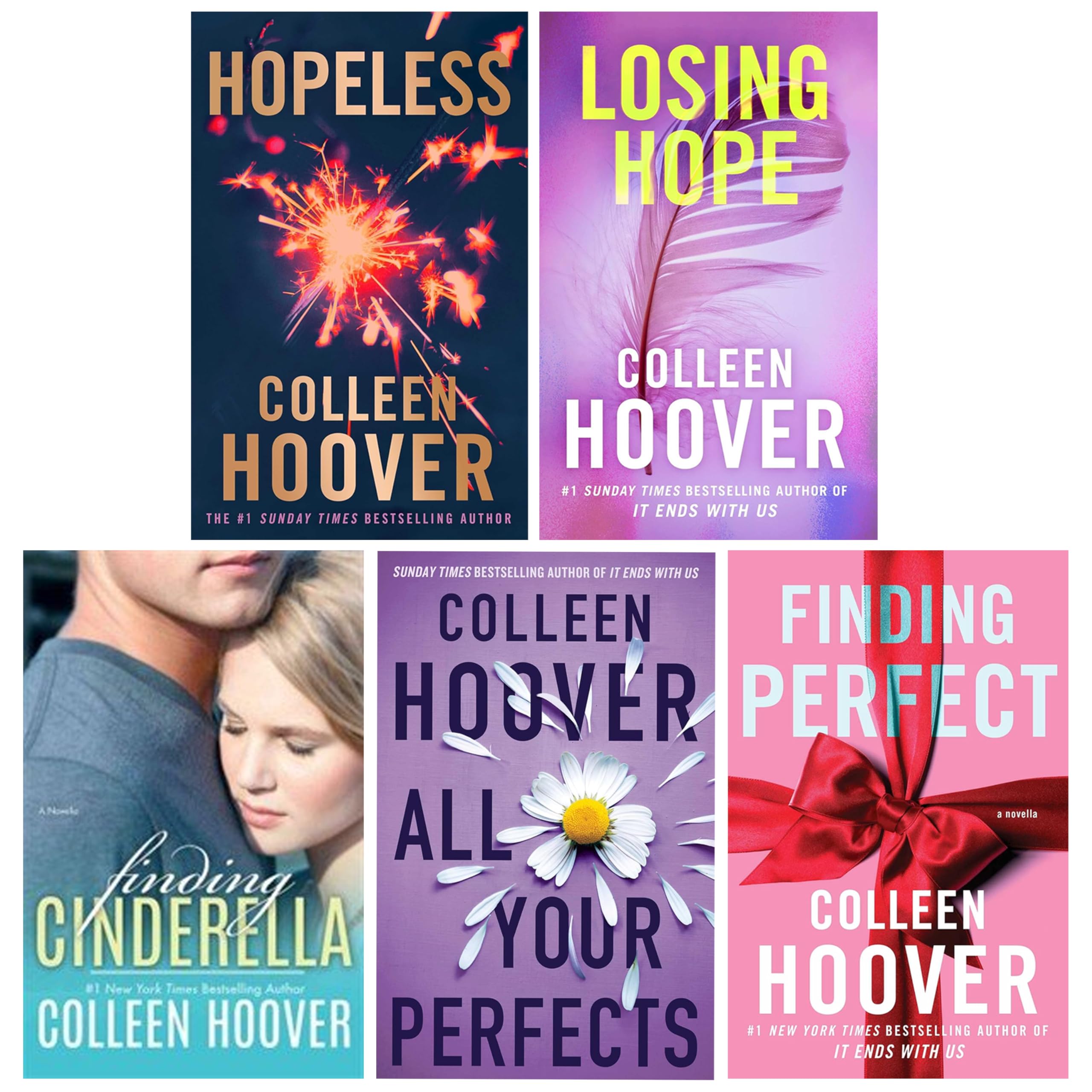 Hopeless Series By Colleen Hoover 5 Books Collection Set (Losing Hope, Finding Cinderella, Hopeless, Finding Perfect & All Your Perfect)