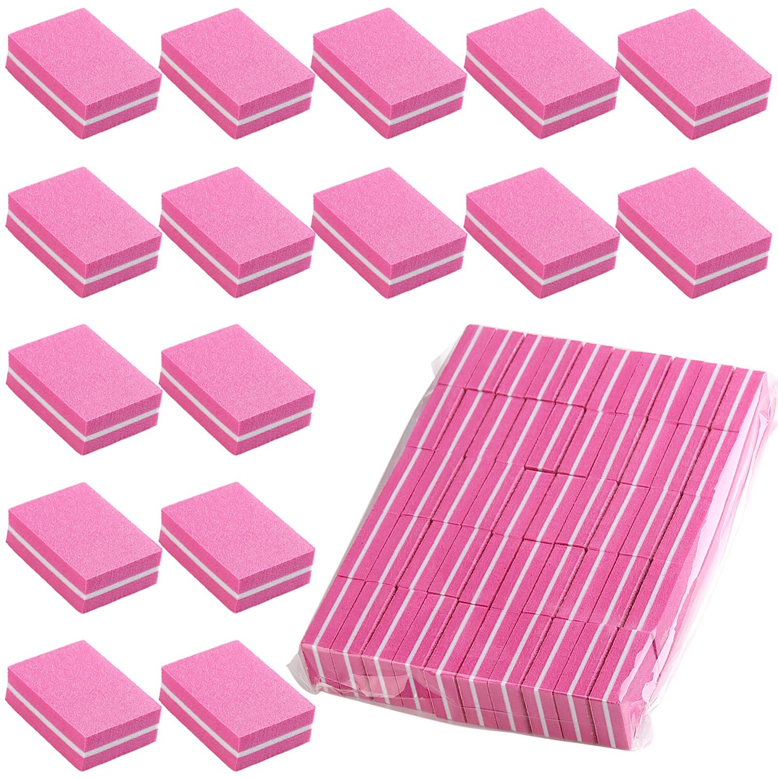 SUTOKAKA 50 Pack Nail Buffers for Natural Acrylic Nails 100/180 Grit Mini Nail Buffing Blocks Double-Sided Nail Files Sanding Sponge Professional
