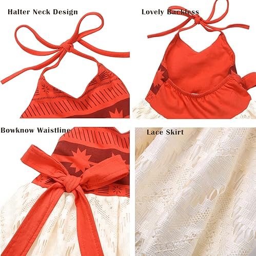 Miniatura 5 de AmzBarley Vestido de encaje sin espalda con accesorios para bebé y niña, disfraz de fiesta de primer cumpleaños, vestido de encaje sin espalda