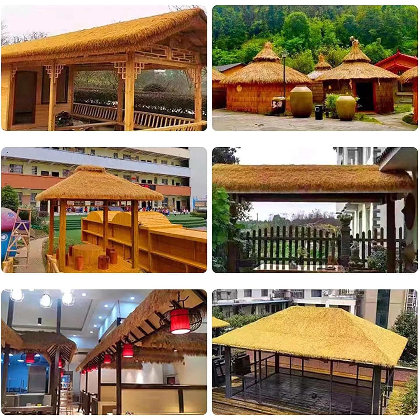 Mexikanisches Künstliches Strohdach, Feuerfeste Synthetische Palmenstrohrolle, Feuerhemmend, Alterungsbeständig, Tiki-bar, Hütte, Terrasse, Pool, Strand, Hawaii (3.28 feet x 32.8 feet (1m x 10m))