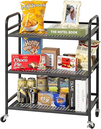 HDANI Carrito pesado de metal de 3 niveles soporta 40 libras por nivel, carrito rodante con 2 ruedas bloqueables para oficina, hogar, dormitorio, HDANI Carrito pesado de metal de 3 niveles soporta 40 libras por nivel, carrito rodante con 2 ruedas bloqueables para oficina, hogar, dormitorio,