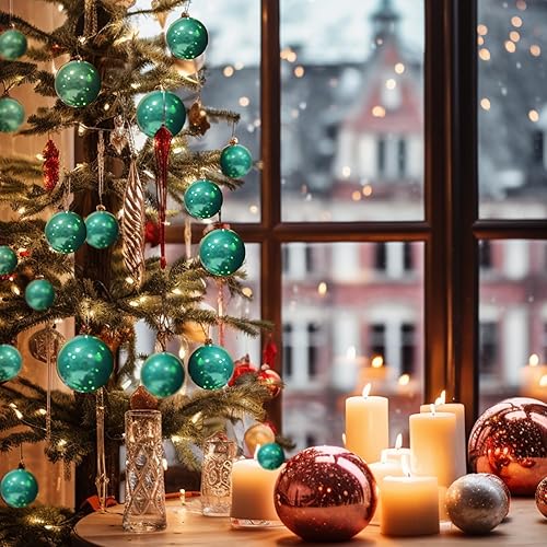 Vista 129 de AMS - Adornos chapados, bolas de Navidad, para decoración de fiestas de vacaciones, colección de árbol para boda, Acción de Gracias, fiesta