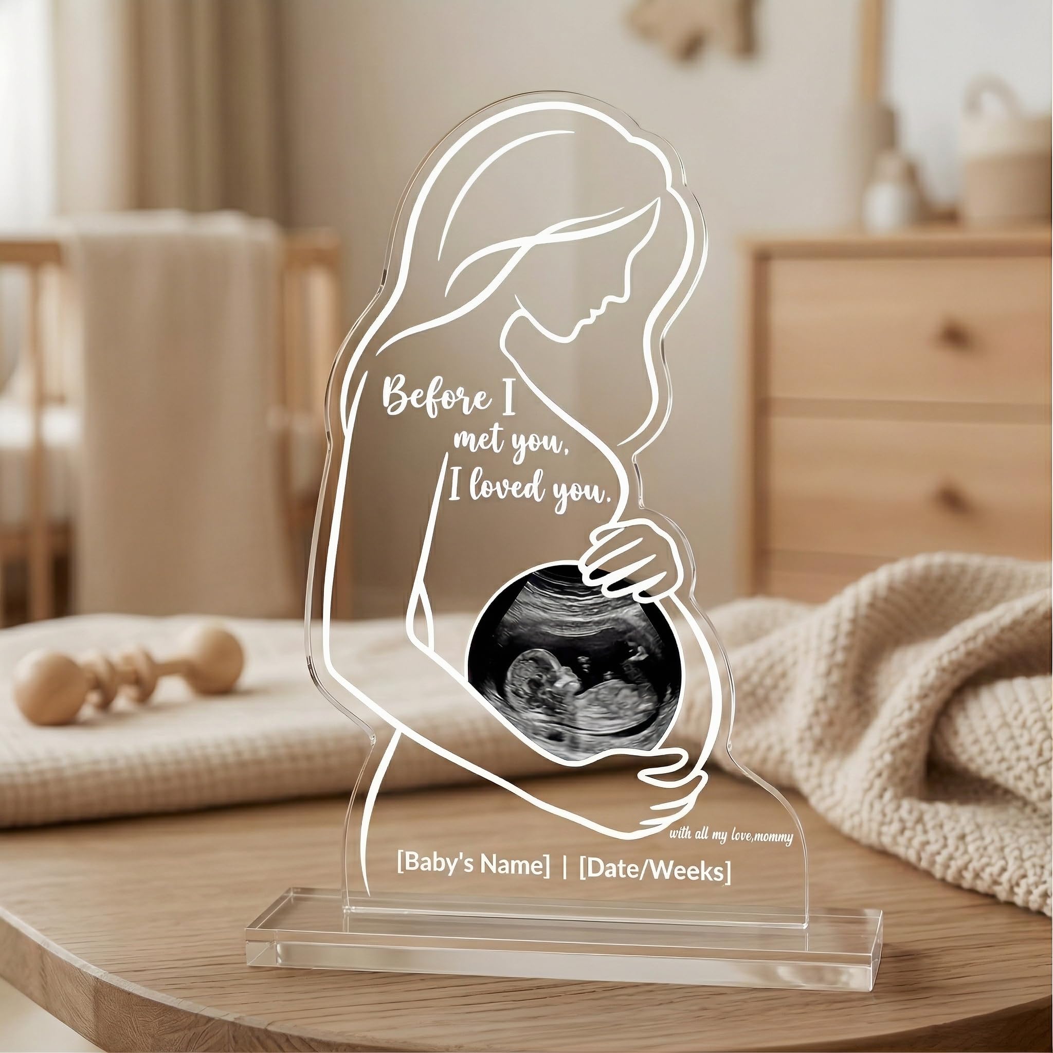 EternalEcho Baby Scan Photo Frame Pregnancy Keepsake, Acrylic Ultrasound Picture Plaque, Mum to Be Gifts for Expecting Parents, Baby Shower Nursery Decor (Classic Clear Acrylic)