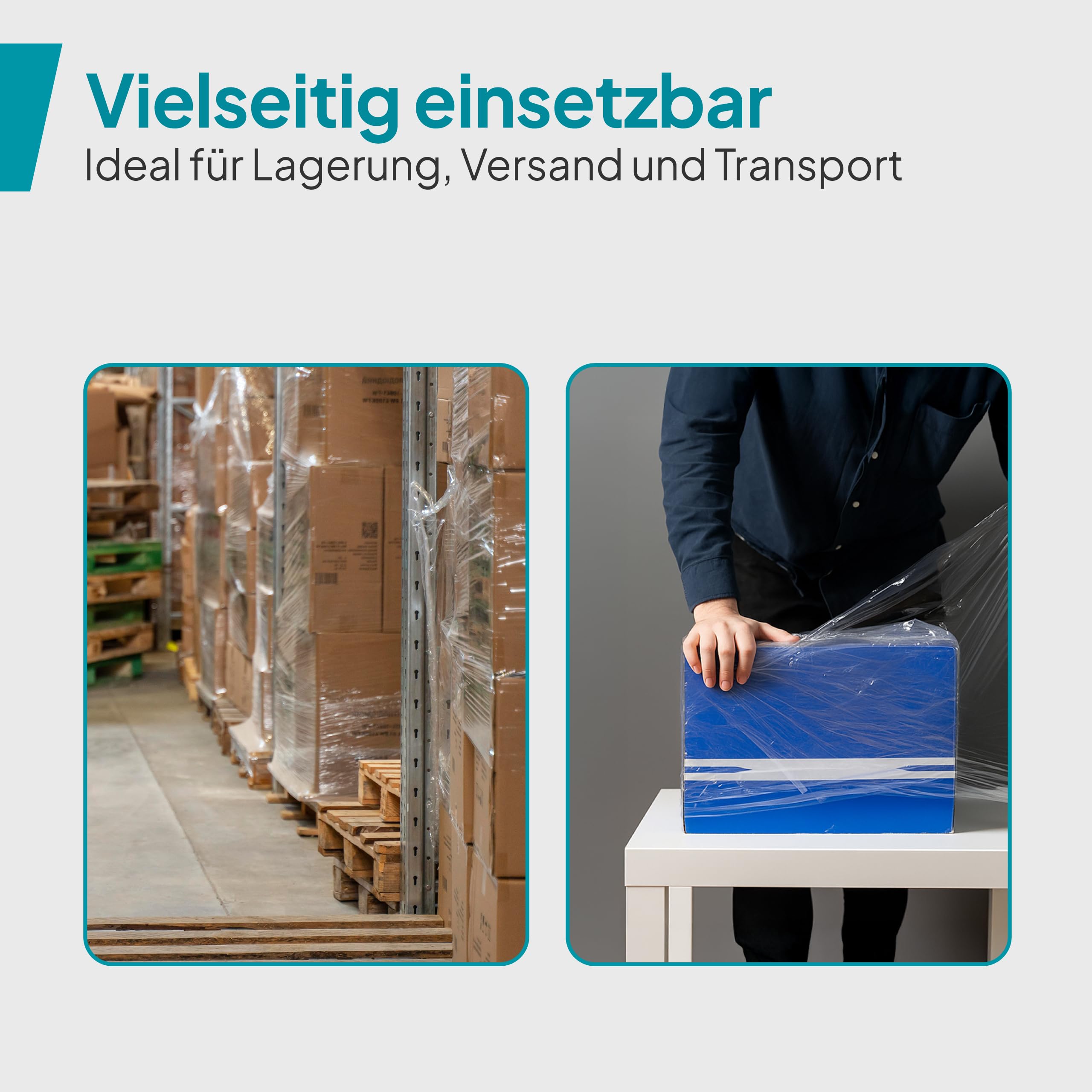 Commerline Stretchfolienrolle 50 cm 1500 g 6 Rollen Transparent
