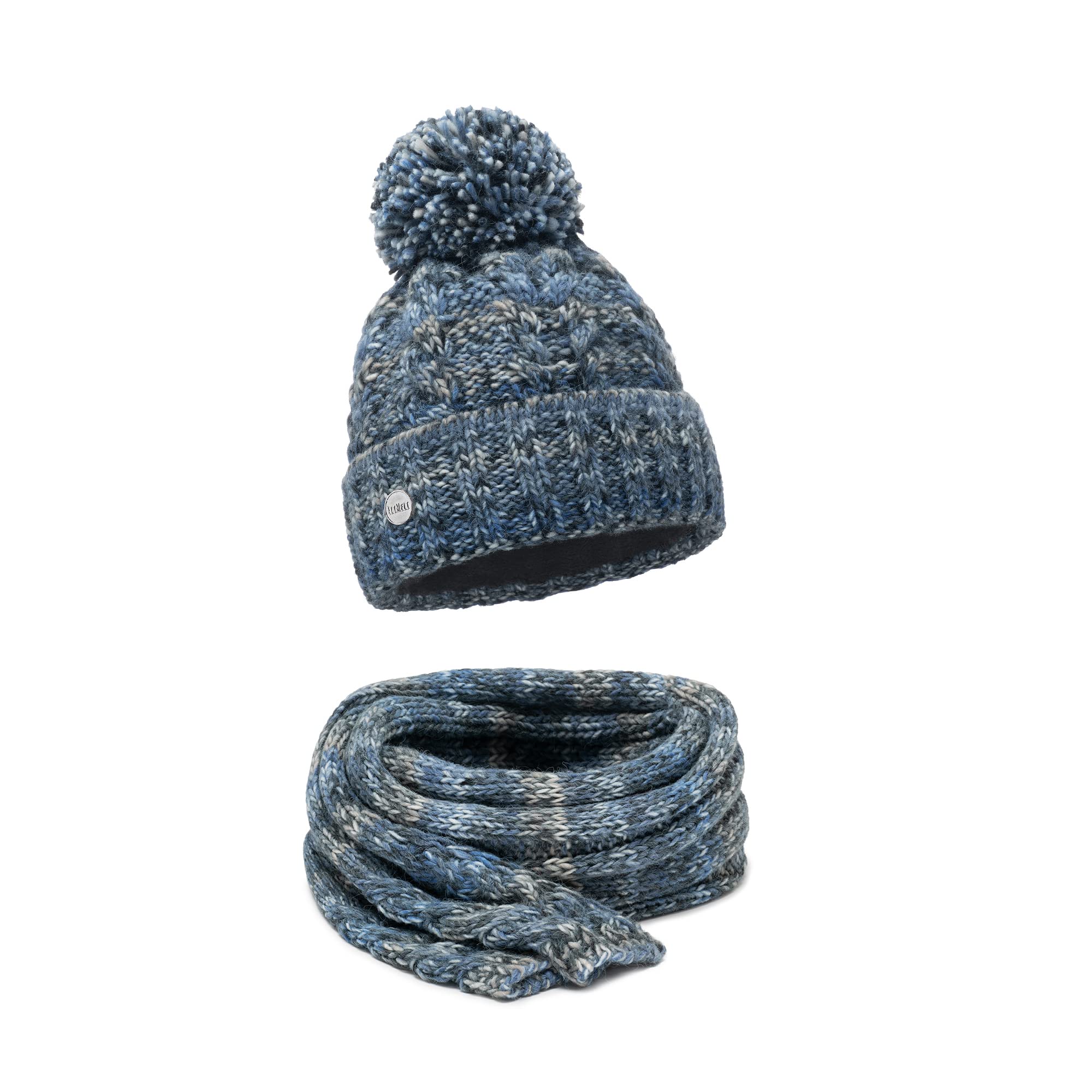 ELIMELI Bonnet d'hiver chaud en tricot avec pompon - Pour femme - Pour l'hiver - Fabriqué dans l'UE - Couleur au choix 19005