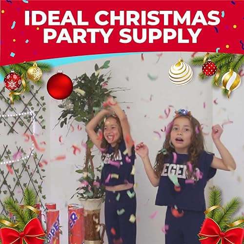 Miniatura 2 de Toysery Paquete de 12 cañones de confeti, multicolor comprimido de 12 pulgadas, para cumpleaños, bodas, fiestas en interiores o exteriores,