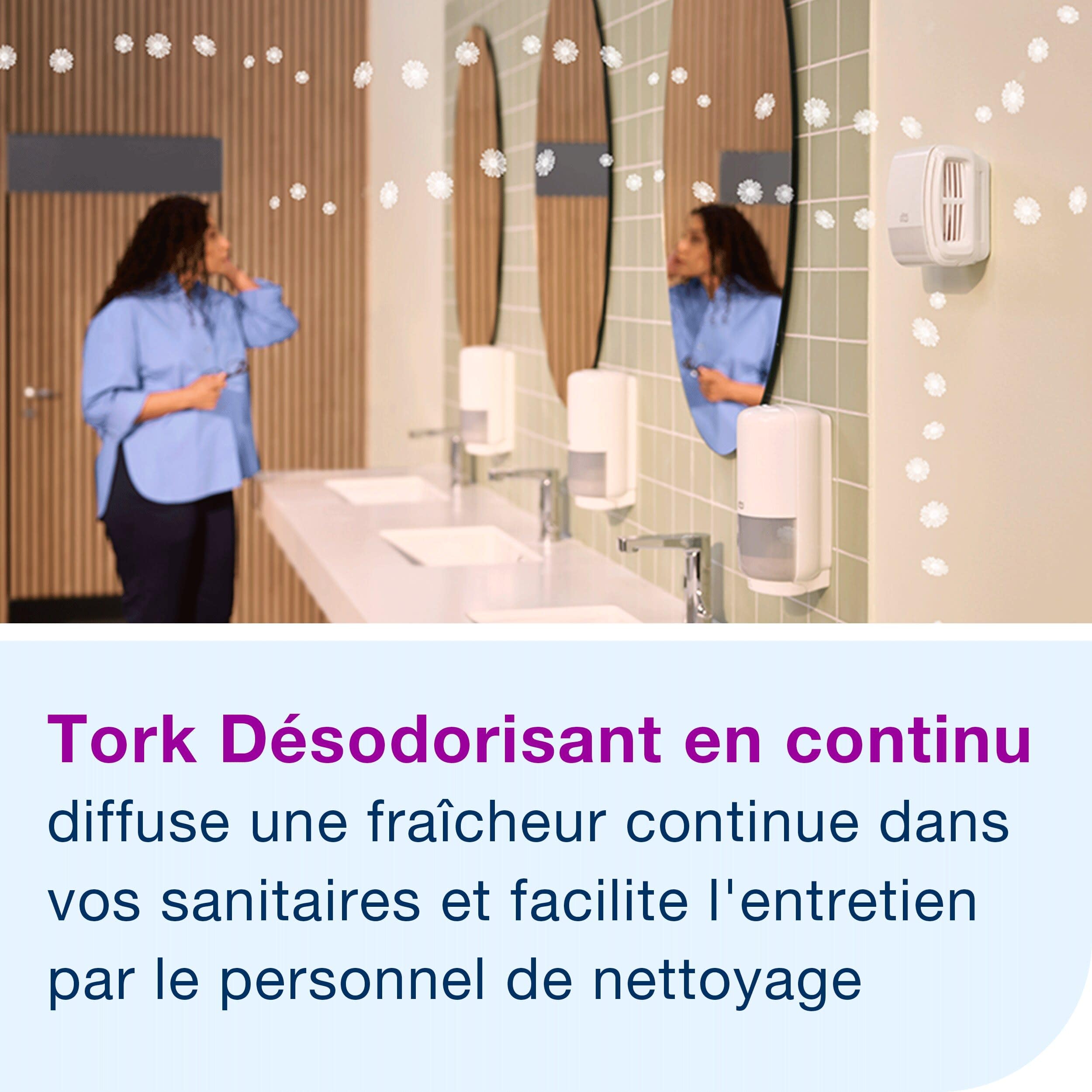 Tork Pack de démarrage pour désodorisant en continu blanc A3, gamme Elevation, distributeur et consommable Brise, 1 piece, 976000