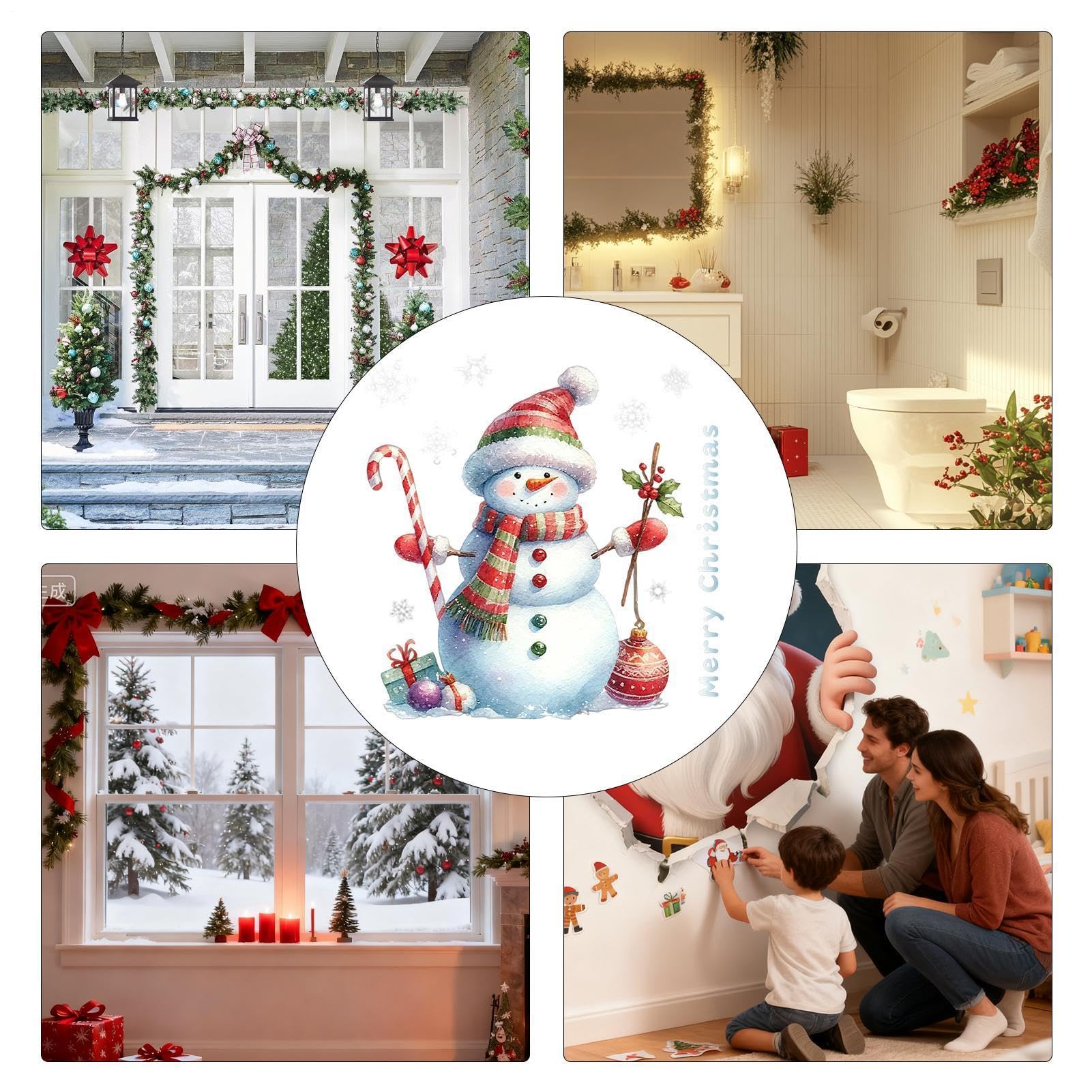 Calcomanías de Navidad para puerta, despegar y pegar, espejo de cristal