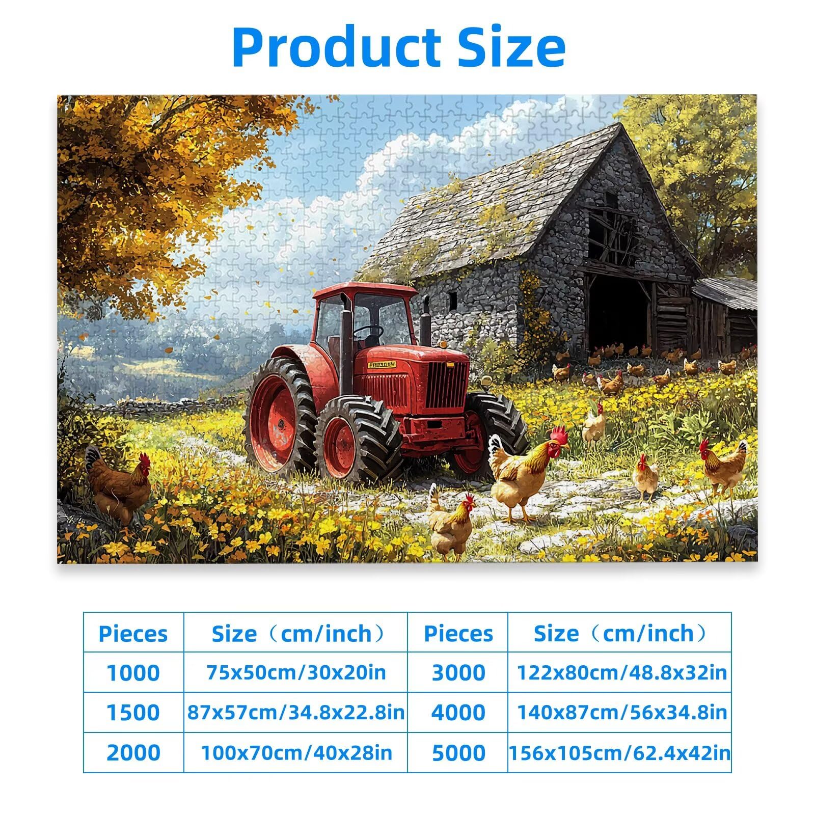 Puzzle 1500 Pezzi per Adulti, Puzzle Trattore1500 Pezzi Arte per Adulti e Ragazzi, Misura: 87x57 cm, Puzzles Azienda Agricola in Legno Impegnativi, Puzzles per Idea Regalo Donna, Decorazioni, -2076