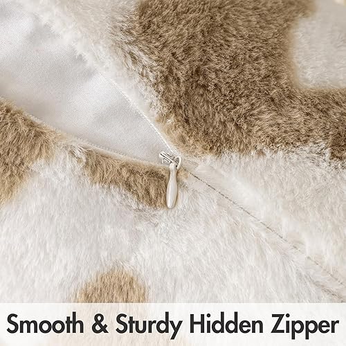 Miniatura 10 de Woaboy Paquete de 2 fundas de almohada de piel sintética de lujo para decoración occidental, de piel de vaca, decorativas, suaves, esponjosas, de