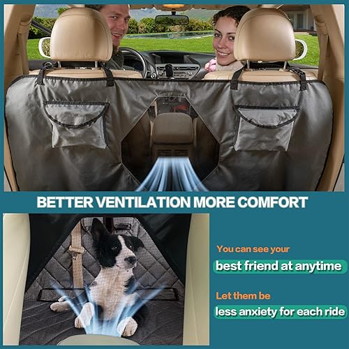 Miniatura 5 de Funda de asiento de automóvil para perros, funda de asiento trasero cubierta con ventana de malla, banco y funda de asiento de hamaca, funda de