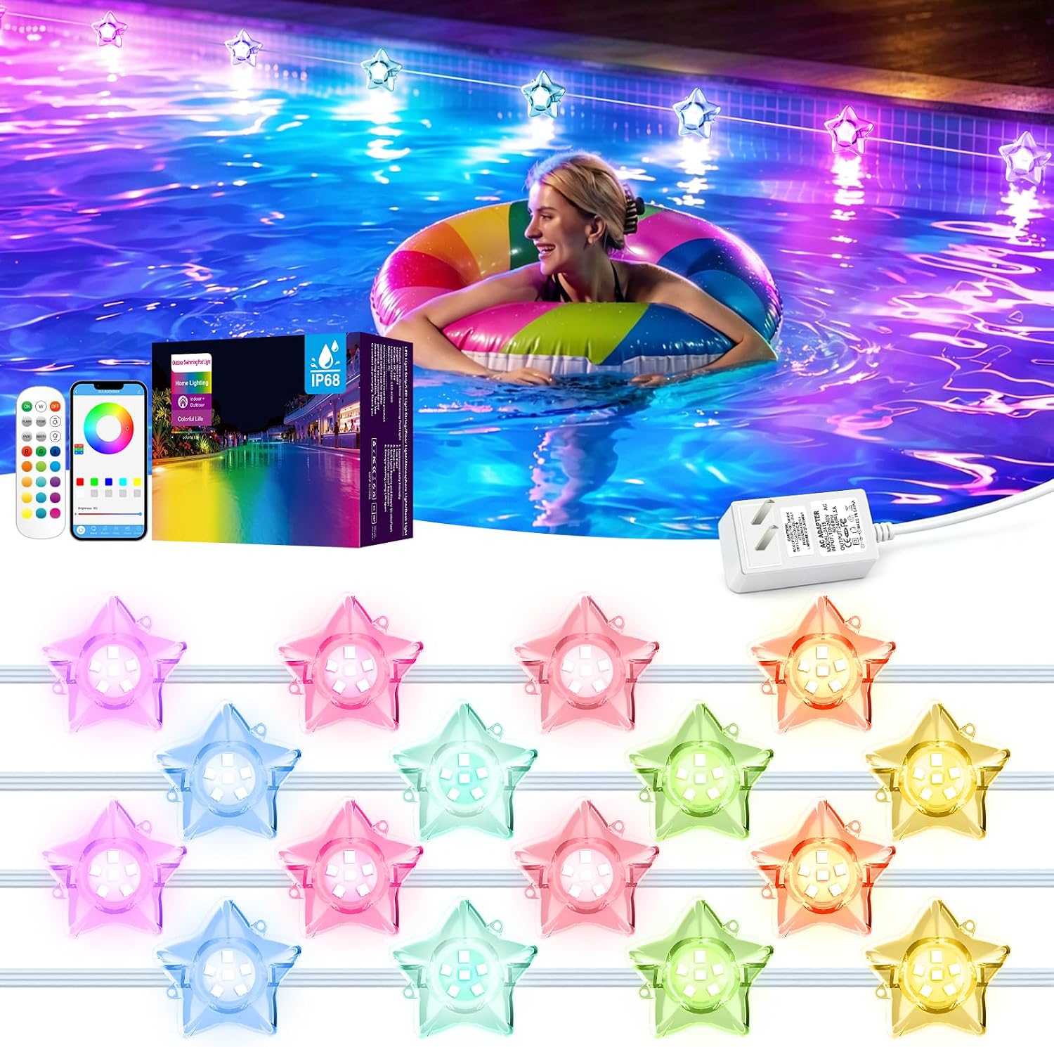 Luces LED para Piscina RGBIC 100FT - Conectadas y Control Remoto miniatura 1