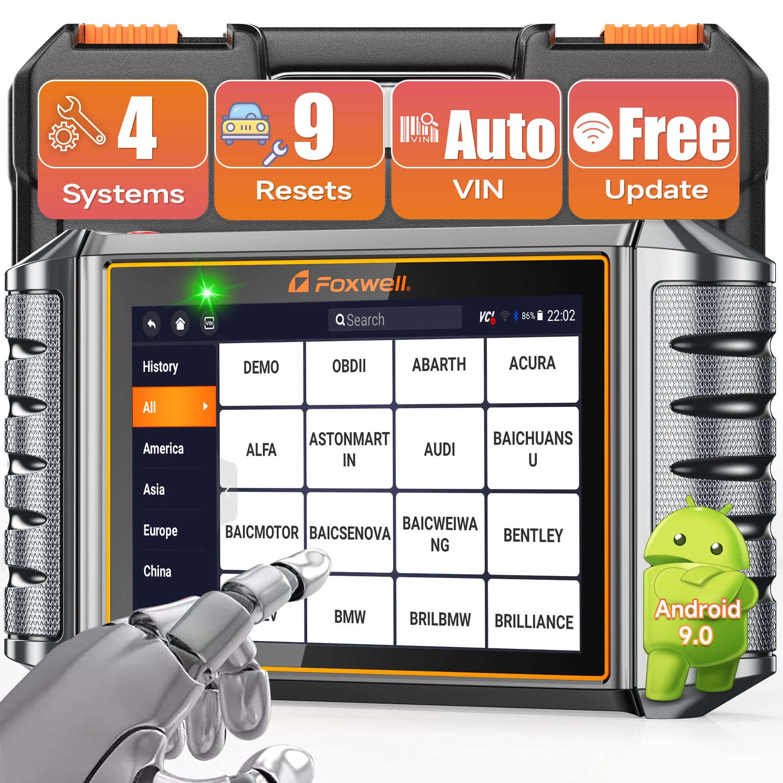FOXWELL2024 NT716 OBD2 Scanner 9+ Resets Auto Scan Tool ABS SRS Transmission Engine Diagnostic Code Reader Free Update Injector Coding/D-P-F/BMS/ABS Bleeding/Oil Light/EPB/TPMS/SAS/Throttle Relearn
