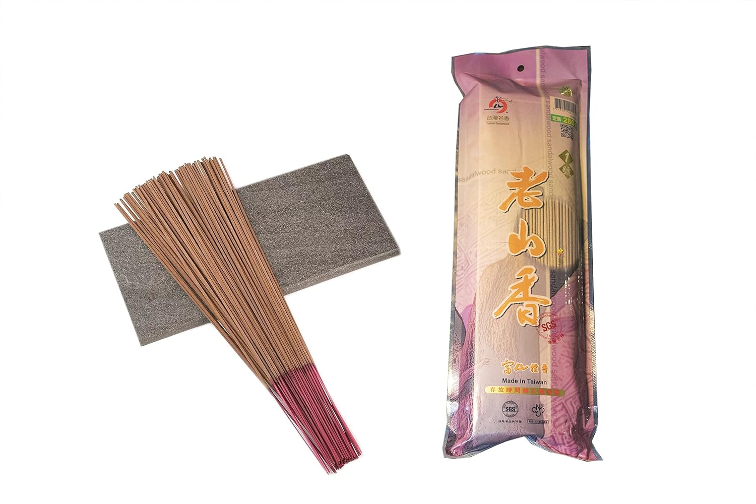 Sandalwood Joss Stick #1-11.8" (30cm) - 40 min Burn time by Fushan Kodo | Sandalwood | Buddhist/Taoist Artisan Incense from Pure Natural Ingredients | Temple, Aromatherapy, Spiritual Calmness.