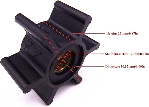 Miniatura 6 de 09-810B 18653-0001 18653-0001-P 653-0001 128990-42200 9-45713 18-45713 Impulsor de bomba de agua para bomba de motor Jabsco  Johnson  YANMAR