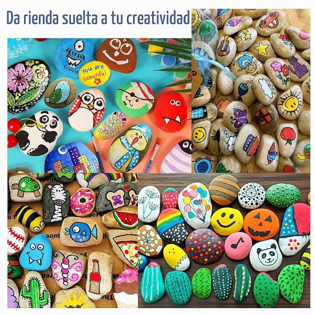 Foto 6 de 7 de 40 Piedras para Pintar, 1-3 CM Piedras Planas para Pintar Piedras Creativas Pintadas a Mano
