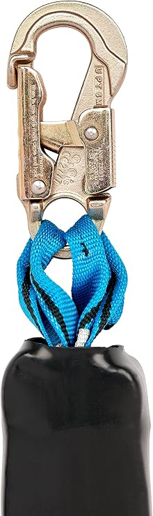 Tractel CAY226H/R Tracpac F2 Extendible Rescue Lanyard with Dual Shock Absorber, Two Arms, 3/4 at Pack and 2-1/4 Snap Hook, Blue/Black