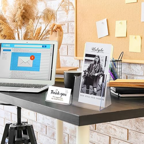 Miniatura 6 de Geyoga 3 soportes acrílicos para folletos de 4 x 6, 6 x 9, 8.5 x 11 pulgadas, 3 unidades, soporte de plástico para revistas, folletos de literatura,