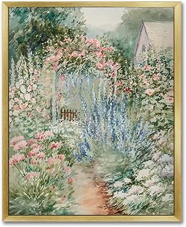 AIMAILON Vintage Gold Canvas Wall Art Framed Decor for Bedroom Living Room Abstract Nature Theme Spring Atmosphere Picture Colorful Flower Cottagecore Print Artwork Desktop Decor 8x10