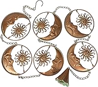 Vista 1 de Things2Die4 Cadena de lluvia de metal de 80 pulgadas con 6 discos celestiales de luna creciente y sol, acabado de bronce, alternativa decorativa