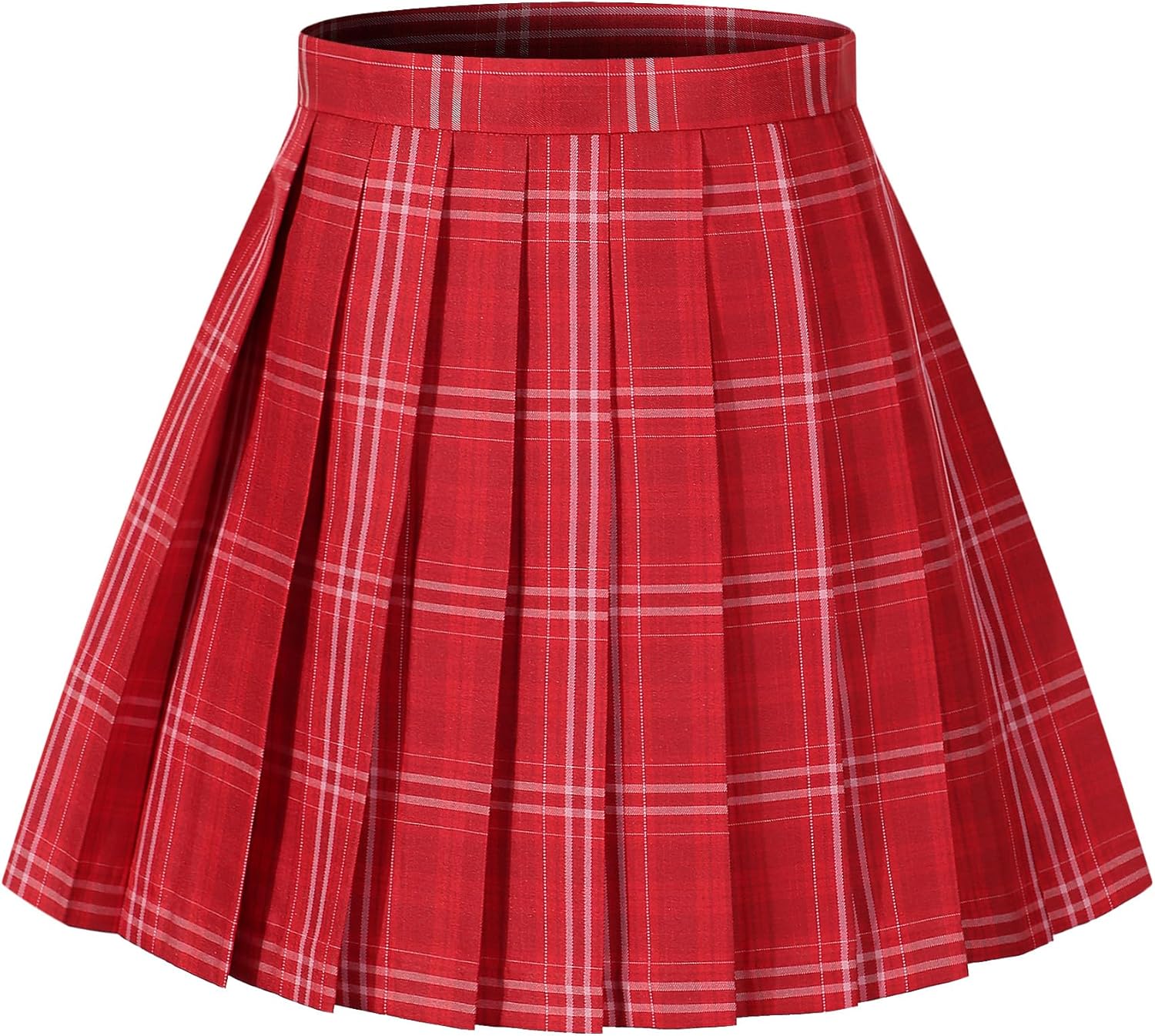 Women's Girls Plaid Pleated Adjustable Waist High Skirts